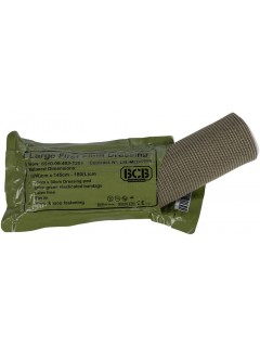 PANSEMENT COMPRESSIF BCB FIRST FIELD DRESSING VELCRO KAKI LARGE (25x30cm)