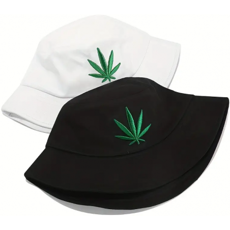 BOB STREETWEAR CANNABIS BLANC (avec feuille verte)