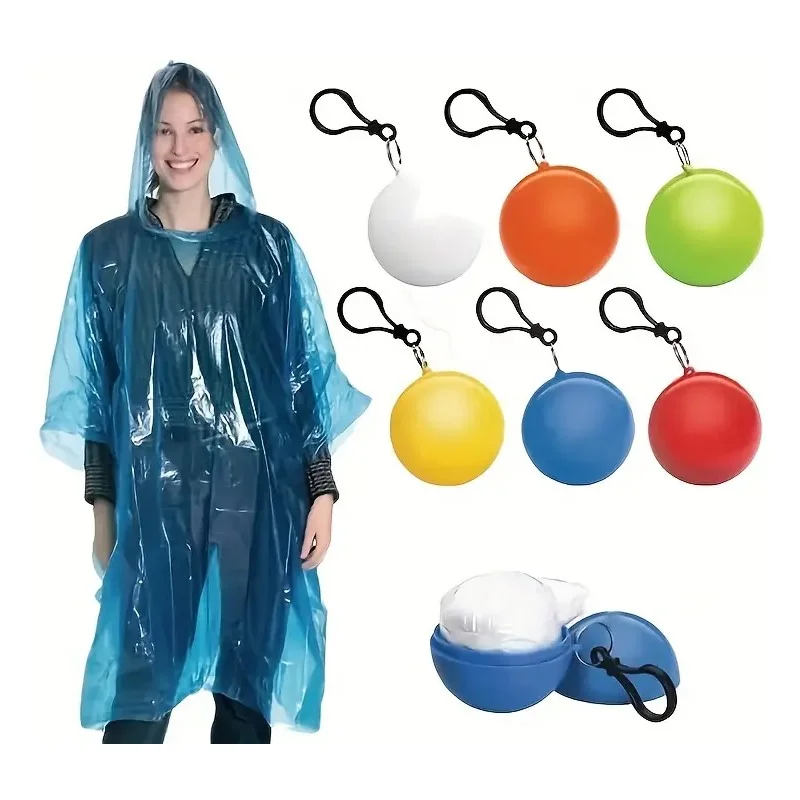 PONCHO D'URGENCE JETABLE AVEC ÉTUI PORTE-CLÉS EN BOULE