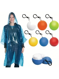 PONCHO D'URGENCE JETABLE AVEC ÉTUI PORTE-CLÉS EN BOULE