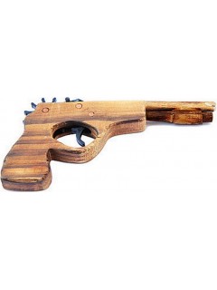 PISTOLET À ÉLASTIQUE 12 COUPS EN BOIS NATUREL