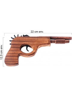 PISTOLET À ÉLASTIQUE 12 COUPS EN BOIS NATUREL