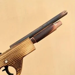 PISTOLET À ÉLASTIQUE 12 COUPS EN BOIS NATUREL