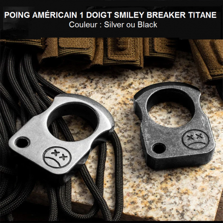 POING AMÉRICAIN 1 DOIGT SMILEY BREAKER TITANE SILVER