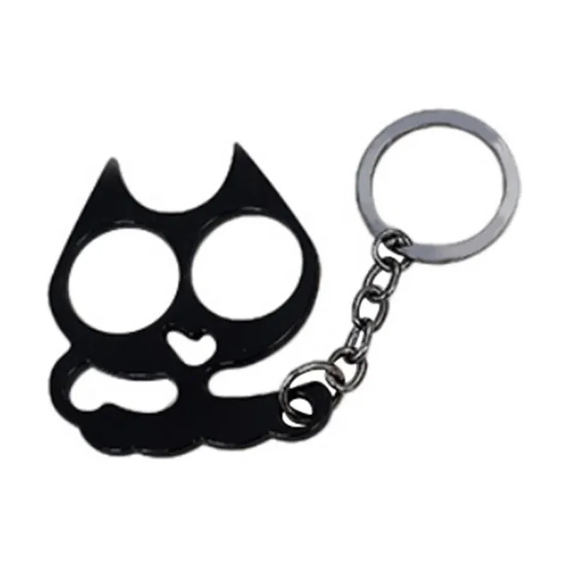 PORTE-CLÉ POING AMÉRICAIN MÉTAL CAT NOIR