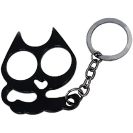 PORTE-CLÉ POING AMÉRICAIN MÉTAL CAT NOIR