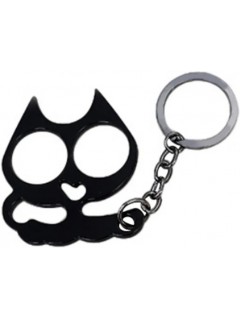 PORTE-CLÉ POING AMÉRICAIN MÉTAL CAT NOIR