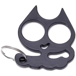 PORTE-CLÉ POING AMÉRICAIN MÉTAL CAT NOIR