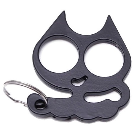 PORTE-CLÉ POING AMÉRICAIN MÉTAL CAT NOIR