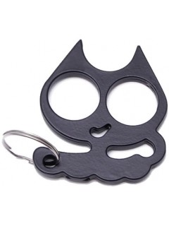 PORTE-CLÉ POING AMÉRICAIN MÉTAL CAT NOIR