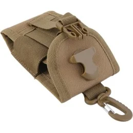 POCHE TÉLÉPHONE AVEC SYSTÈME MOLLE + MOUSQUETON KAKI