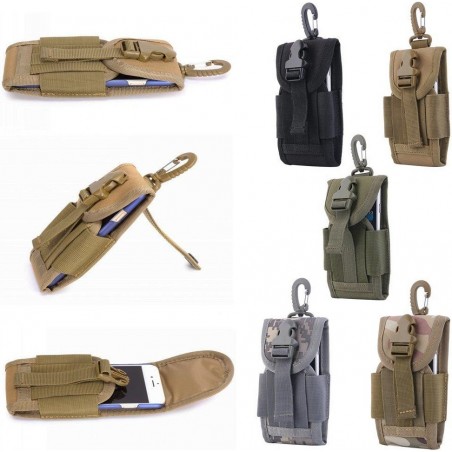 POCHE TÉLÉPHONE AVEC SYSTÈME MOLLE + MOUSQUETON