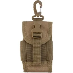 POCHE TÉLÉPHONE AVEC SYSTÈME MOLLE + MOUSQUETON KAKI