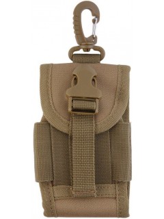 POCHE TÉLÉPHONE AVEC SYSTÈME MOLLE + MOUSQUETON KAKI