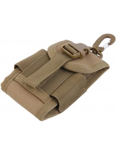 POCHE TÉLÉPHONE AVEC SYSTÈME MOLLE + MOUSQUETON KAKI