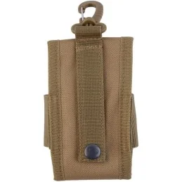 POCHE TÉLÉPHONE AVEC SYSTÈME MOLLE + MOUSQUETON KAKI