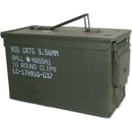 CAISSE À MUNITIONS 900 CRTG 5.56MM BALL M855A1 EN MÉTAL VERT OCCASION