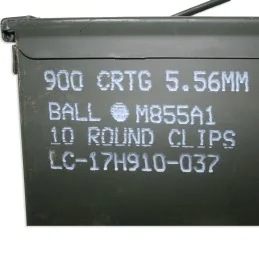 CAISSE À MUNITIONS 900 CRTG 5.56MM BALL M855A1 EN MÉTAL VERT OCCASION