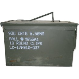 CAISSE À MUNITIONS 900 CRTG 5.56MM BALL M855A1 EN MÉTAL VERT OCCASION