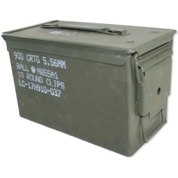 CAISSE À MUNITIONS 900 CRTG 5.56MM BALL M855A1 EN MÉTAL VERT OCCASION