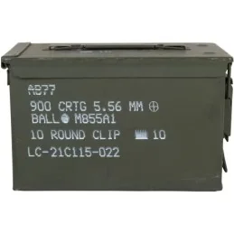 CAISSE À MUNITIONS 900 CRTG 5.56MM BALL M855A1 EN MÉTAL VERT OCCASION