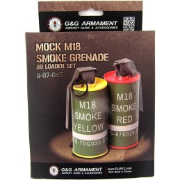 GRENADE FUMIGÈNE FACTICE M18 BB LOADER G&G ROUGE/JAUNE (lot de 2)