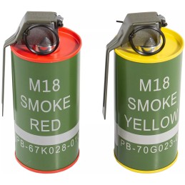 GRENADE FUMIGÈNE FACTICE M18 BB LOADER G&G ROUGE/JAUNE (lot de 2)