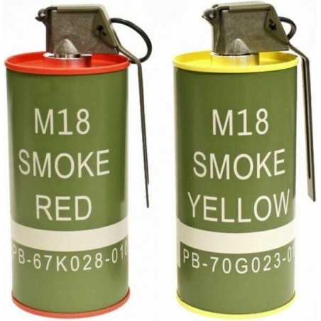 GRENADE FUMIGÈNE FACTICE M18 BB LOADER G&G ROUGE/JAUNE (lot de 2)