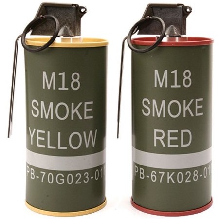 GRENADE FUMIGÈNE FACTICE M18 BB LOADER G&G ROUGE/JAUNE (lot de 2)