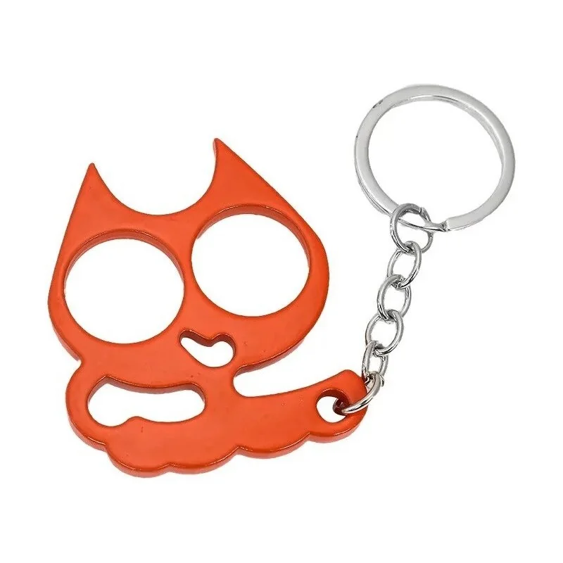 PORTE-CLÉ POING AMÉRICAIN MÉTAL CAT ORANGE