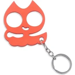 PORTE-CLÉ POING AMÉRICAIN MÉTAL CAT ORANGE