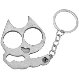 PORTE-CLÉ POING AMÉRICAIN MÉTAL CAT ARGENT