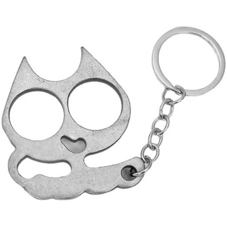 PORTE-CLÉ POING AMÉRICAIN MÉTAL CAT ARGENT