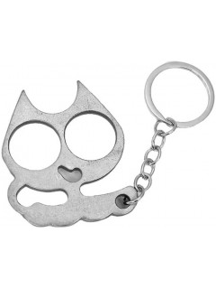 PORTE-CLÉ POING AMÉRICAIN MÉTAL CAT ARGENT