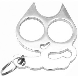 PORTE-CLÉ POING AMÉRICAIN MÉTAL CAT ARGENT