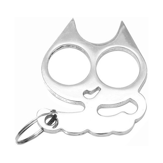 PORTE-CLÉ POING AMÉRICAIN MÉTAL CAT ARGENT