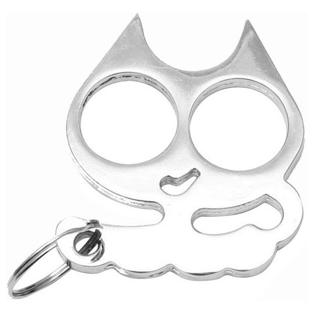 PORTE-CLÉ POING AMÉRICAIN MÉTAL CAT ARGENT