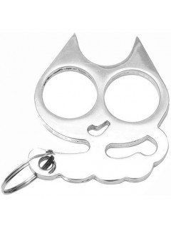 PORTE-CLÉ POING AMÉRICAIN MÉTAL CAT ARGENT