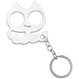 PORTE-CLÉ POING AMÉRICAIN MÉTAL CAT ARGENT