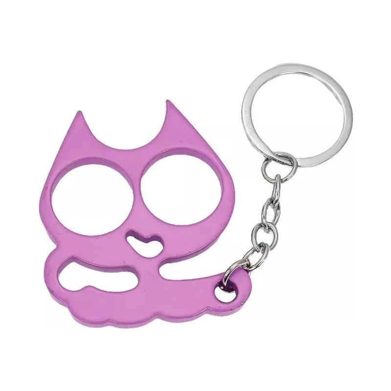 PORTE-CLÉ POING AMÉRICAIN MÉTAL CAT VIOLET