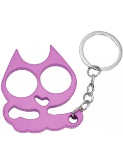 PORTE-CLÉ POING AMÉRICAIN MÉTAL CAT VIOLET