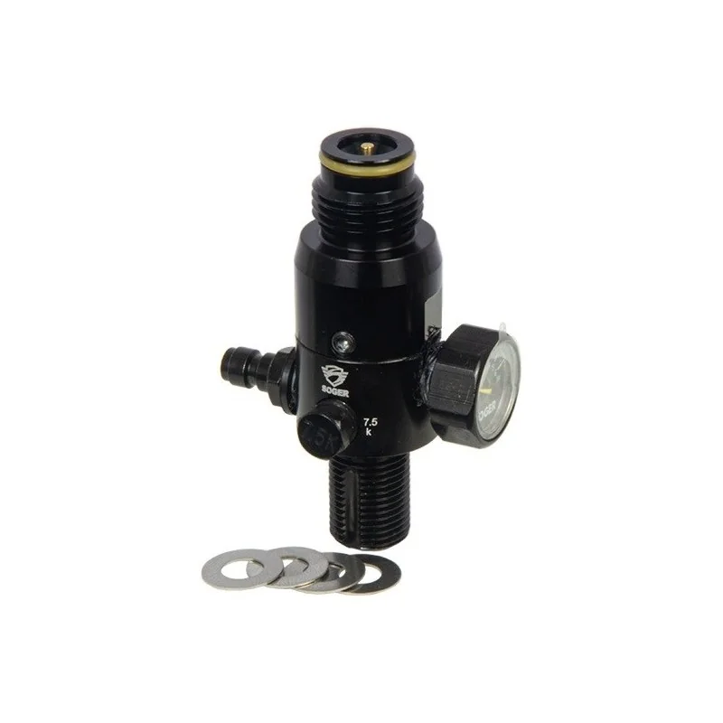 RÉGULATEUR AIR SOGER GC 4500 PSI BP 450 PSI AJUSTABLE (Tête Aluminium Noir/Simple Joint)