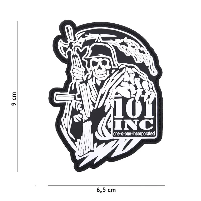 PATCH PVC 3D VELCRO 101 INC REAPER GUN BLANC/NOIR