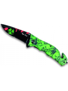 COUTEAU PLIANT KYU LINE ZOMBIES VERT FLUO (Lame 8cm)