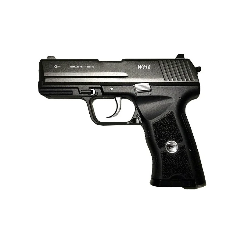 PISTOLET CO2 BORNER W118 Cal. 4.5mm BB's NOIR (Culasse Mobile)