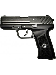 PISTOLET CO2 BORNER W118 Cal. 4.5mm BB's NOIR (Culasse Mobile)