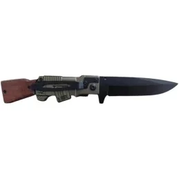 COUTEAU PLIANT AK47 MÉTAL/BOIS NOIR/BRUN/OLIVE (lame 9,5cm)