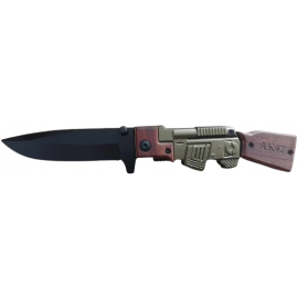 COUTEAU PLIANT AK47 MÉTAL/BOIS NOIR/BRUN/OLIVE (lame 9,5cm)