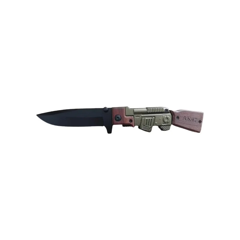 COUTEAU PLIANT AK47 MÉTAL/BOIS NOIR/BRUN/OLIVE (lame 9,5cm)