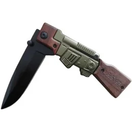 COUTEAU PLIANT AK47 MÉTAL/BOIS NOIR/BRUN/OLIVE (lame 9,5cm)